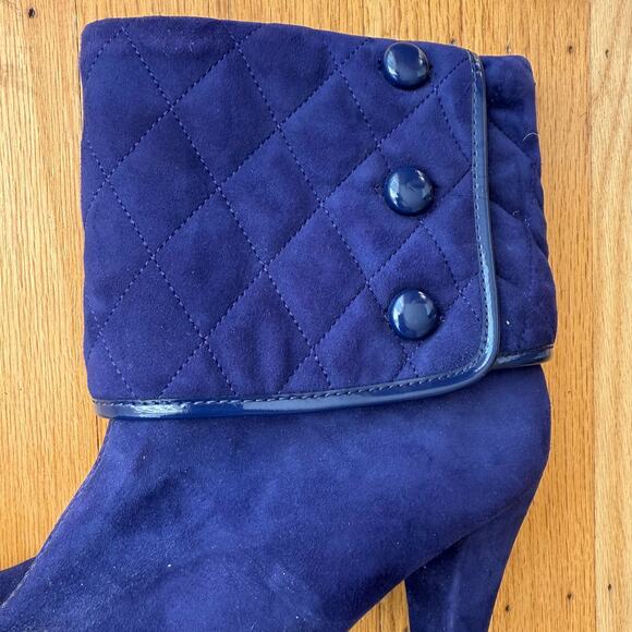 Aerosoles Blue Leather Quilted Alpha Ray Ankle Boots Sz 8.5 Witchy Goth Comfort - Picture 10 of 11